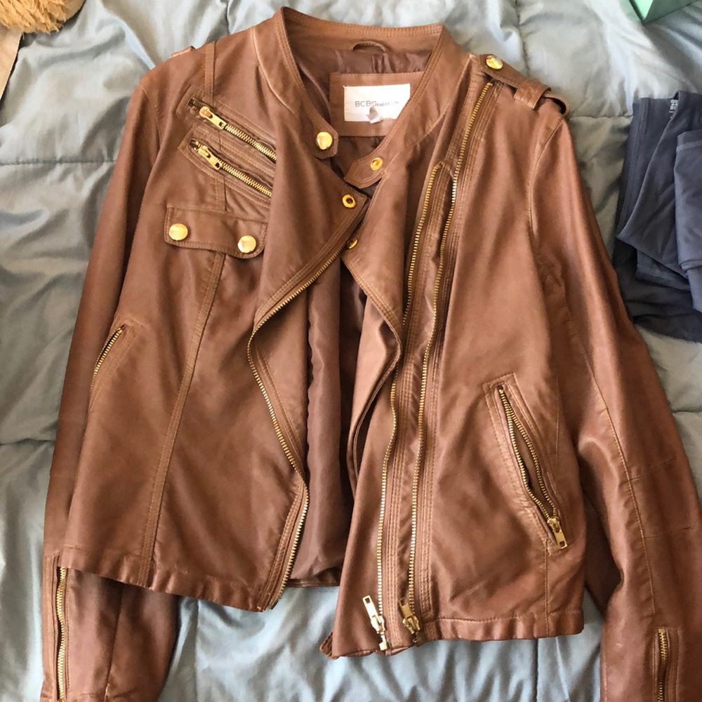 Leather utility jacket